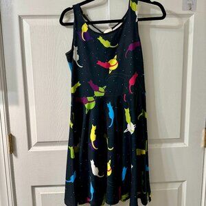 Space Cats Saturn Planet Skater Dress – Size M - Colorful Galaxy Cat Print 😻 🪐